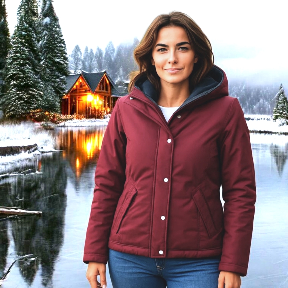 Hollister Ultimate Down Jacket Hooded Burgundy Red, Outdoors Skiing Winter XS - Picture 15 of 15